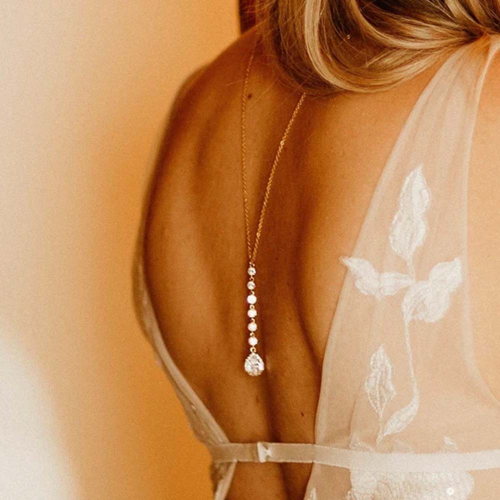 Body Jewelry Hot - Stonefans-Colar de Corrente Traseira para Mulheres,