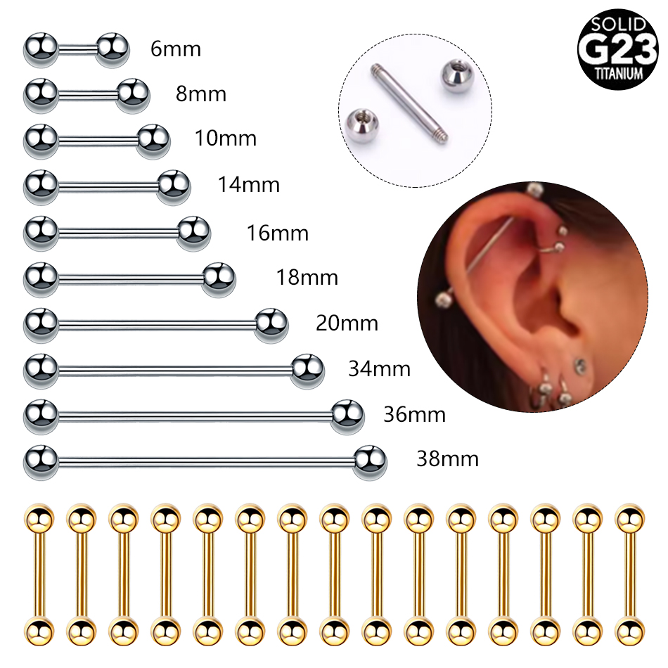 Body Jewelry Industrial - 1/5 pçs titânio fio externo língua