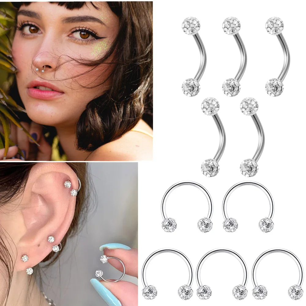 Body Jewelry Metal Types - Anel labial espiral de bola de