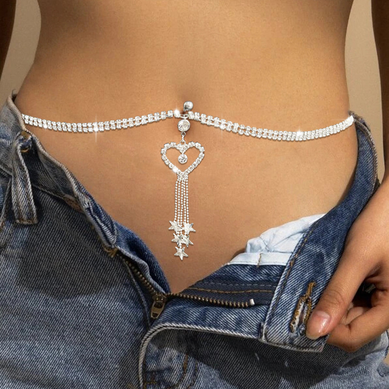 Body Jewelry Rings - Glaming boho coração balançar strass piercing