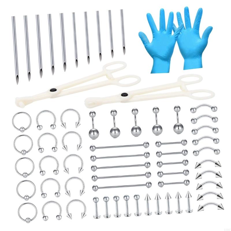Body Jewelry Industrial - completo joias piercing 64 unidades inclui
