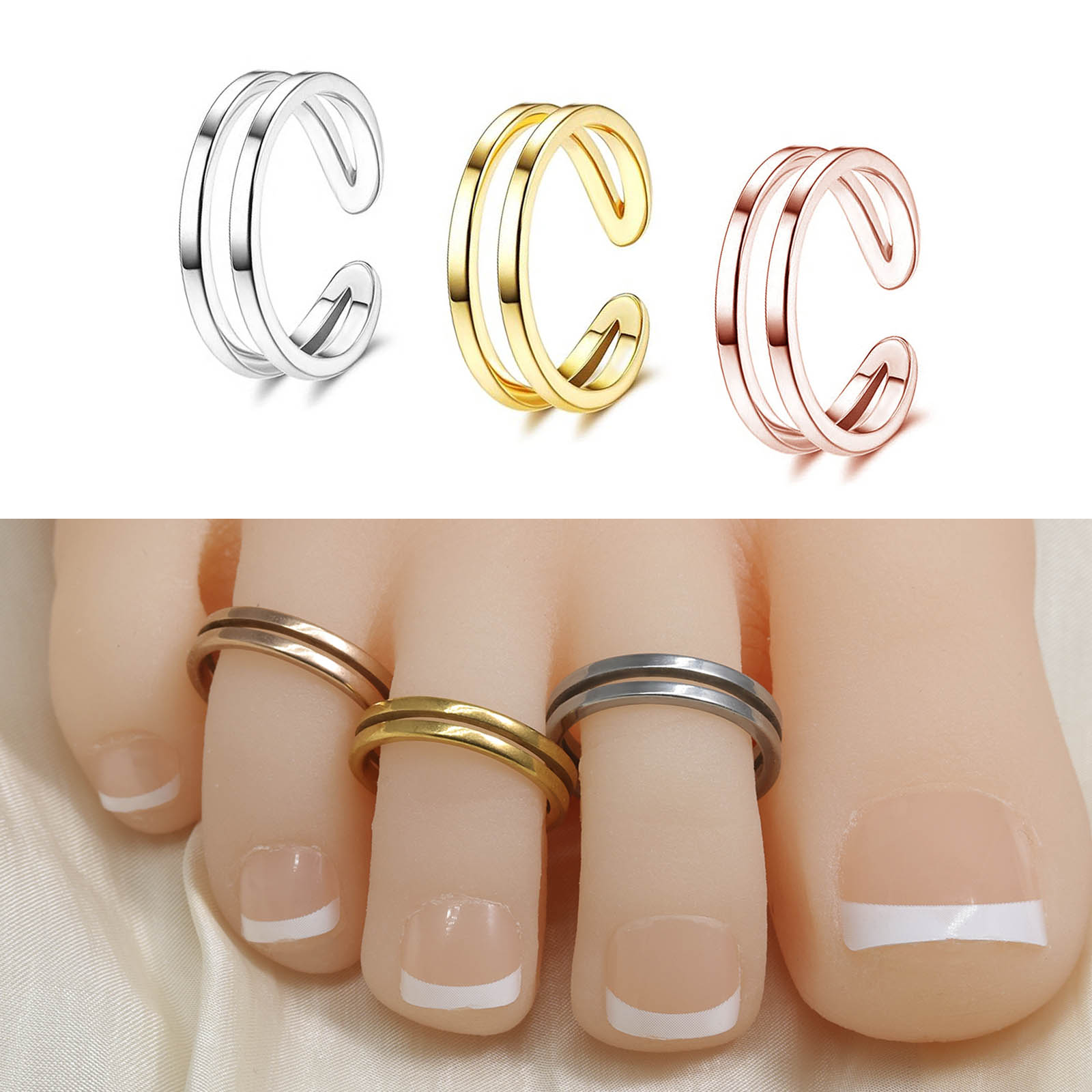 Body Jewelry Rings - Anel de Dedo Ajustável de Camada