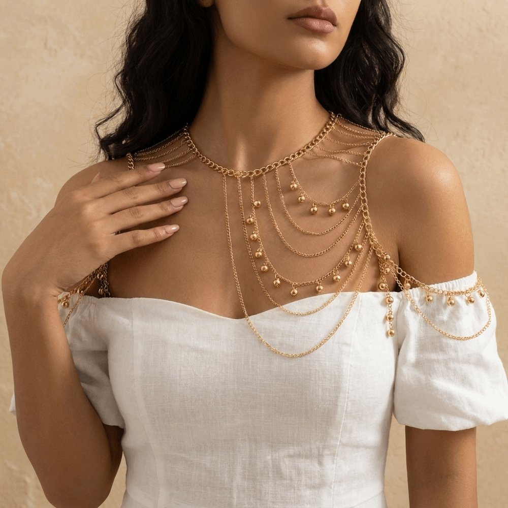 Body Jewelry Hot - Corrente de Ombro Feminina Multicamadas com