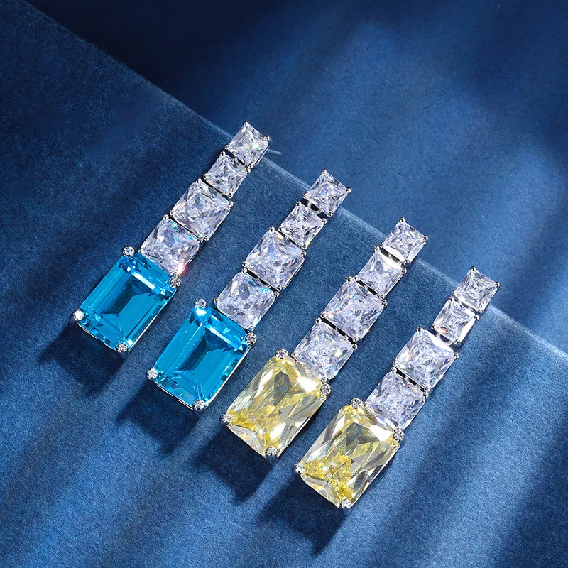 Body Jewelry Goth - Brincos de Borla Quadrados Azul Marinho