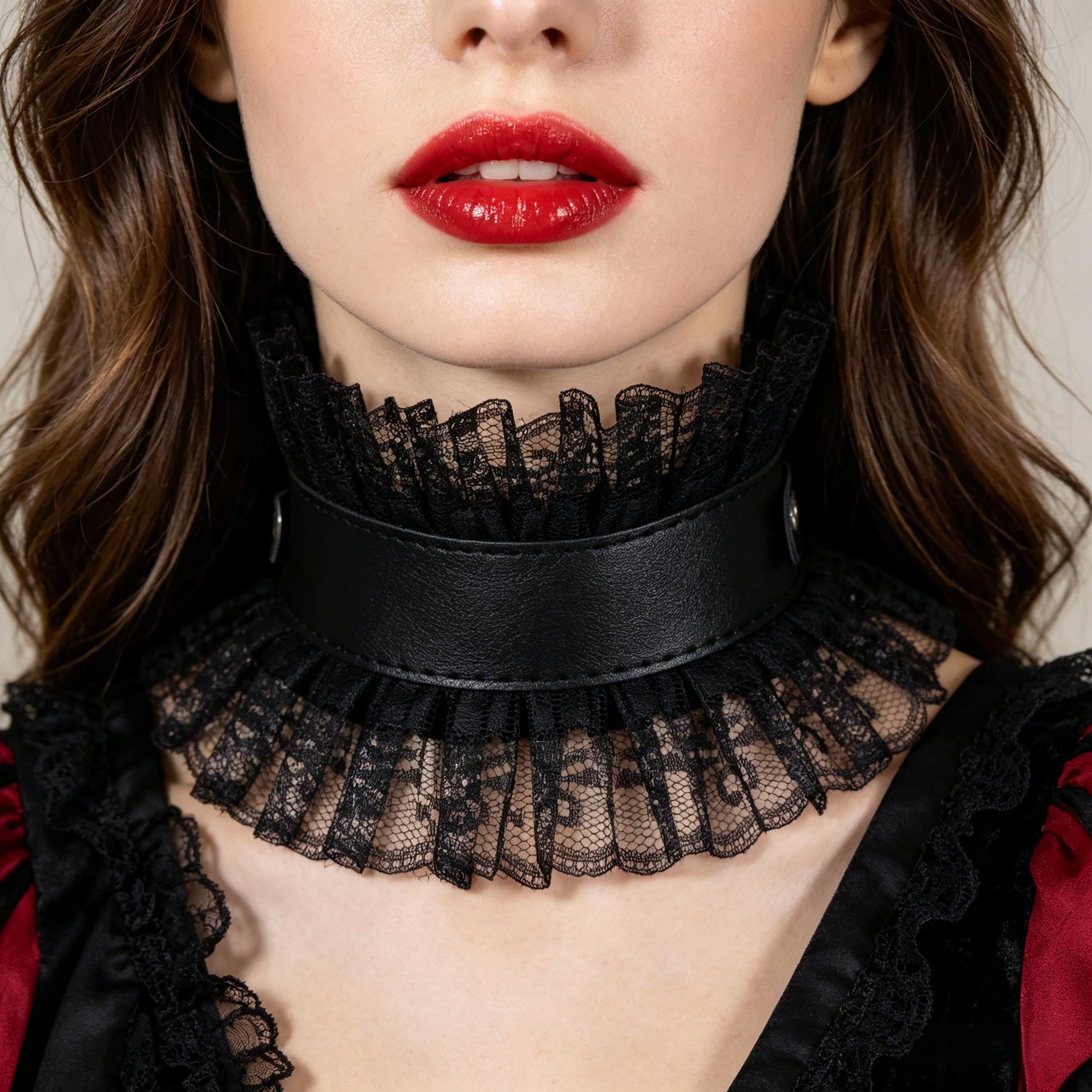 Body Jewelry Goth - Colar Choker Vintage Feminino Gótico Preto
