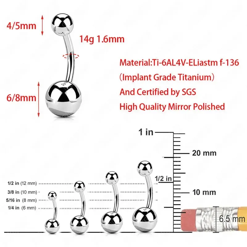 Anel de umbigo perfurado de ti - Body Jewelry Goth avaliação e preço