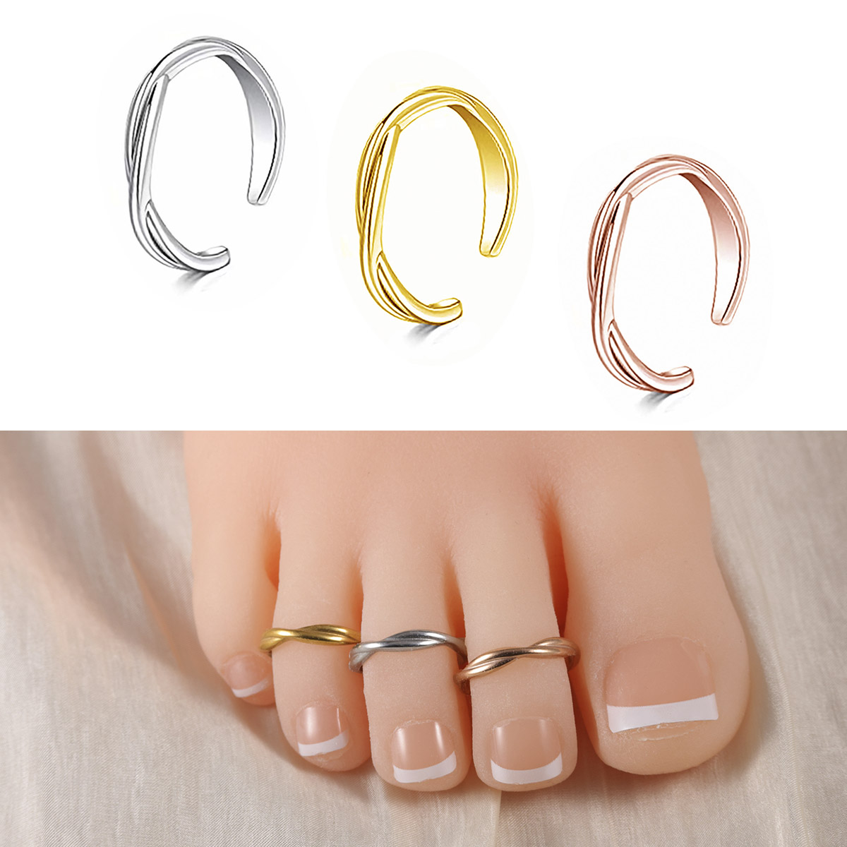 Anel de pé de aço inoxidável s - Body Jewelry Rings avaliação e preço