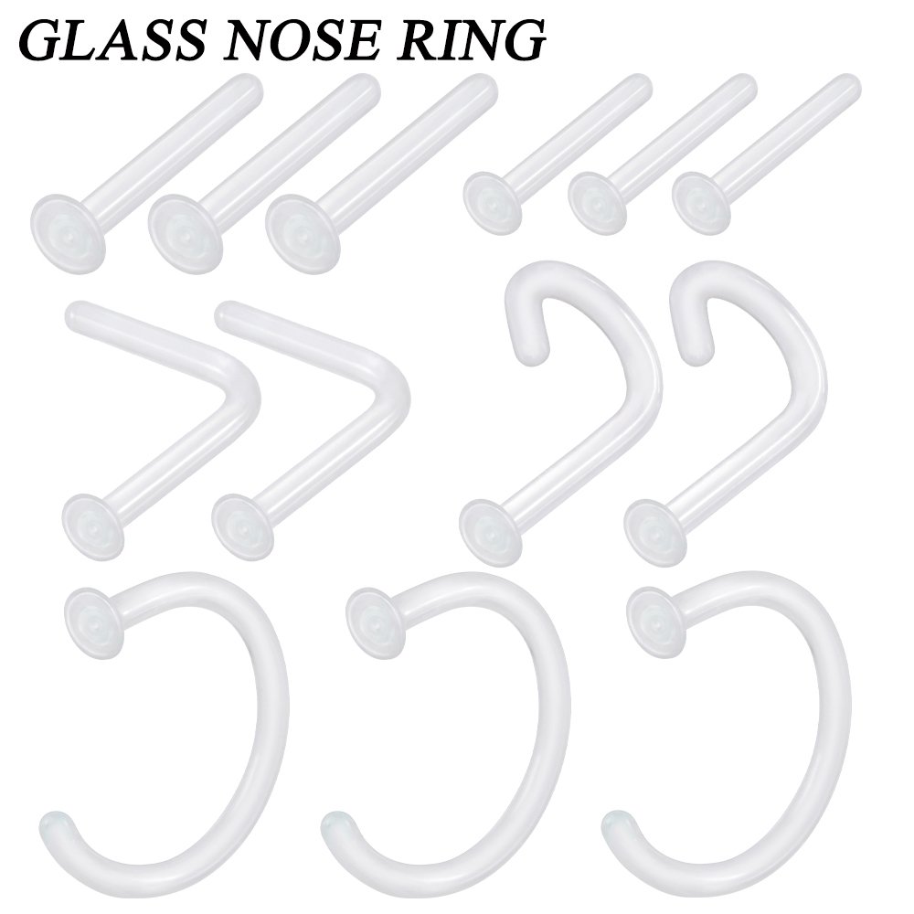 1pc vidro nariz parafuso prisi - Body Jewelry Storage avaliação e preço