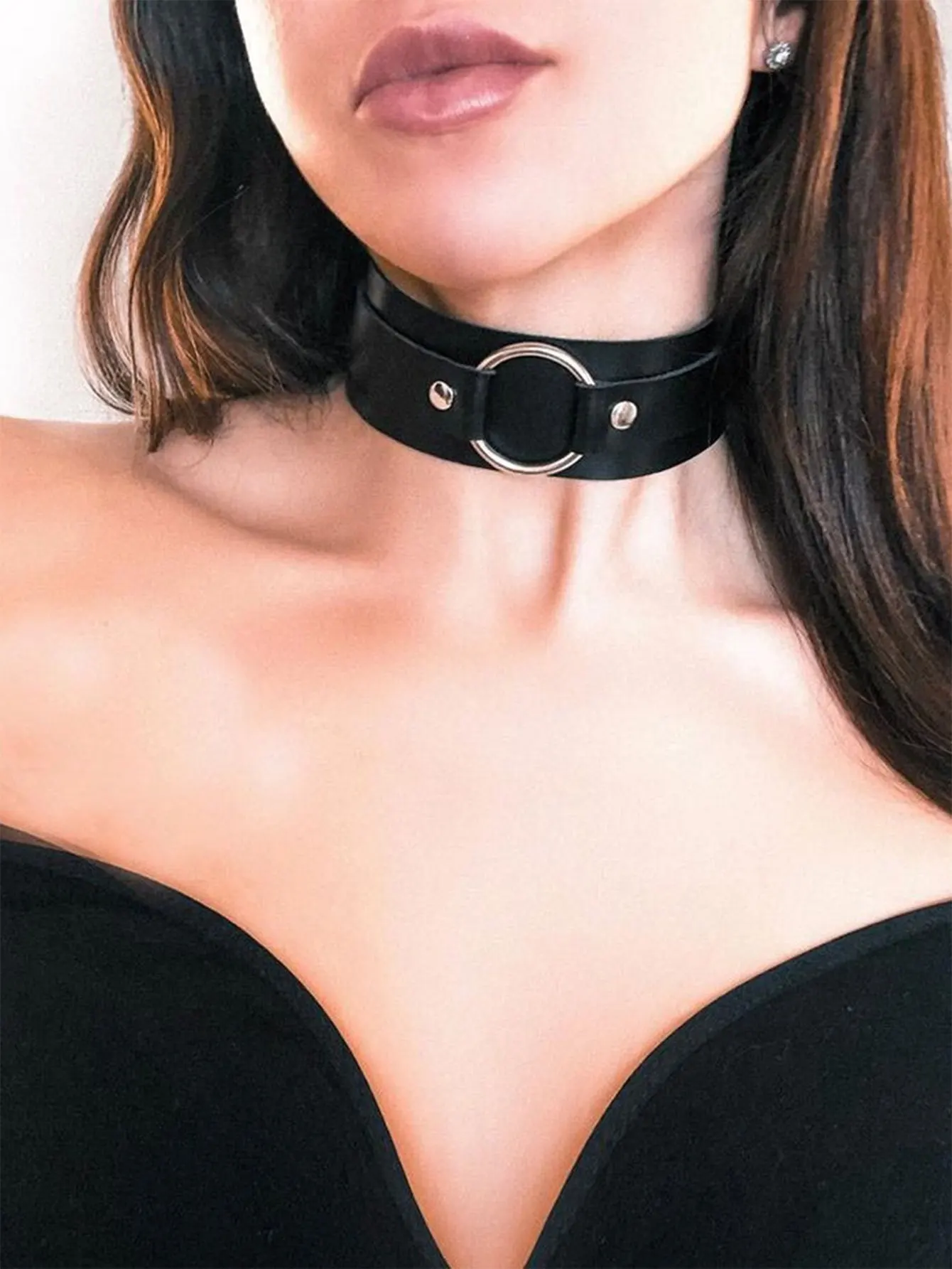 Colar Choker de Couro PU Estil - Body Jewelry Goth avaliação e preço
