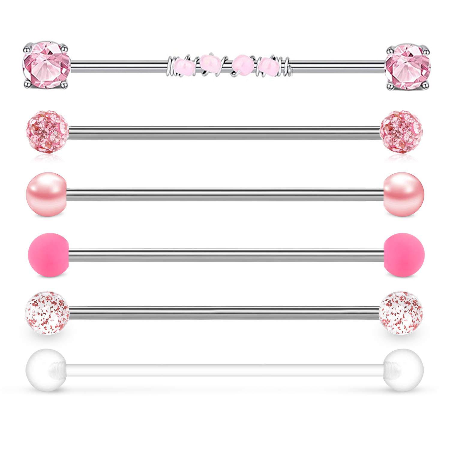 1pc / 6pcs 14G 38mm aço inoxid - Body Jewelry Industrial avaliação e preço