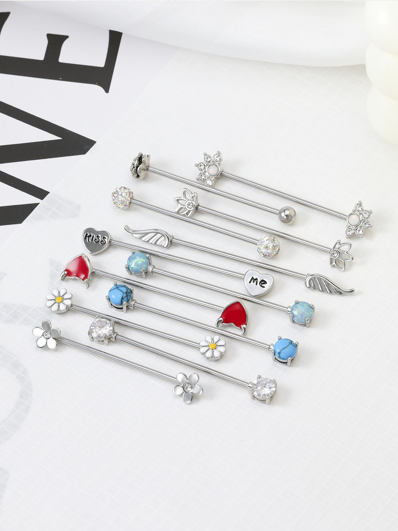 16g setas corações barra indus - Body Jewelry Industrial avaliação e preço