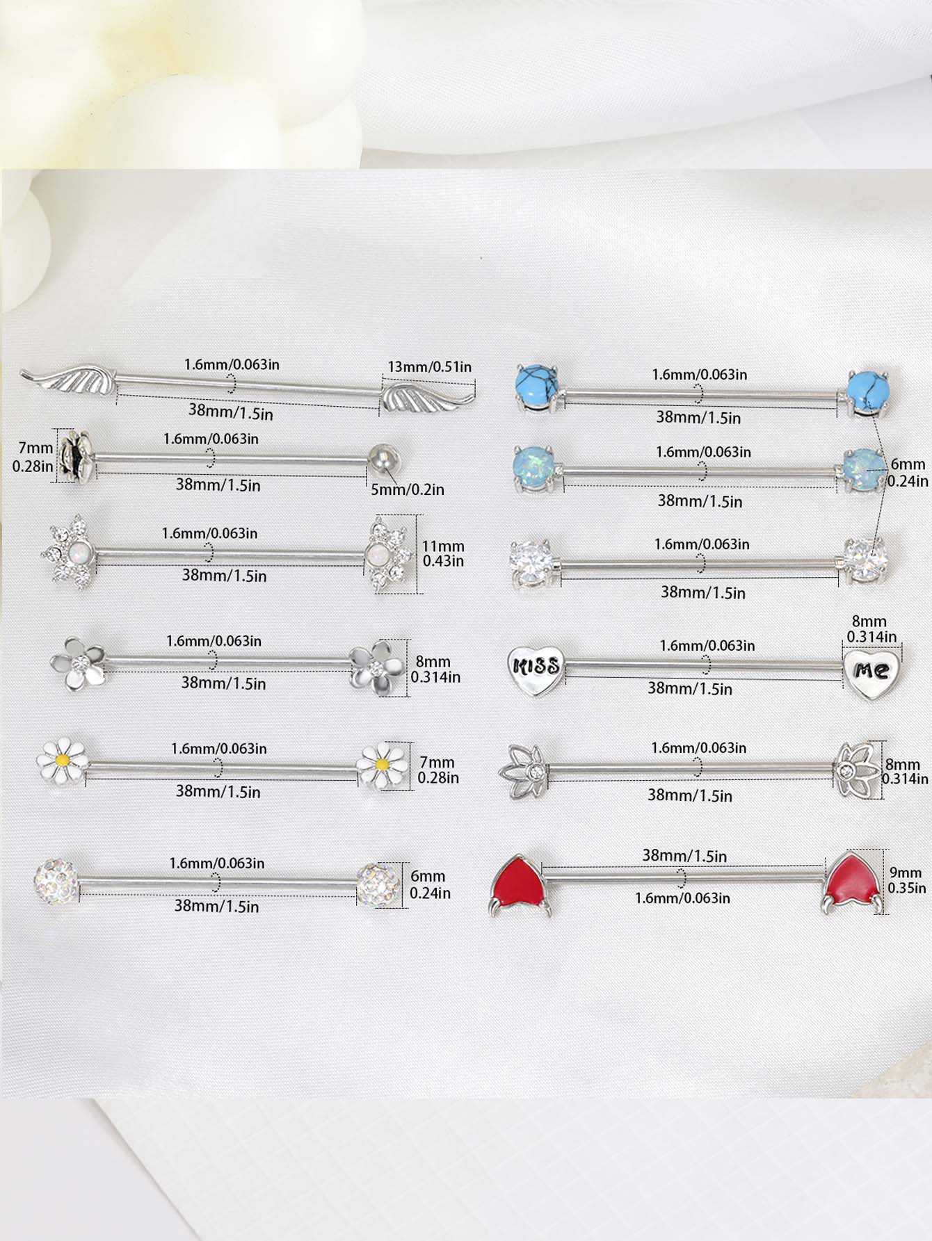 16g setas corações barra indus - Body Jewelry Industrial avaliação e preço