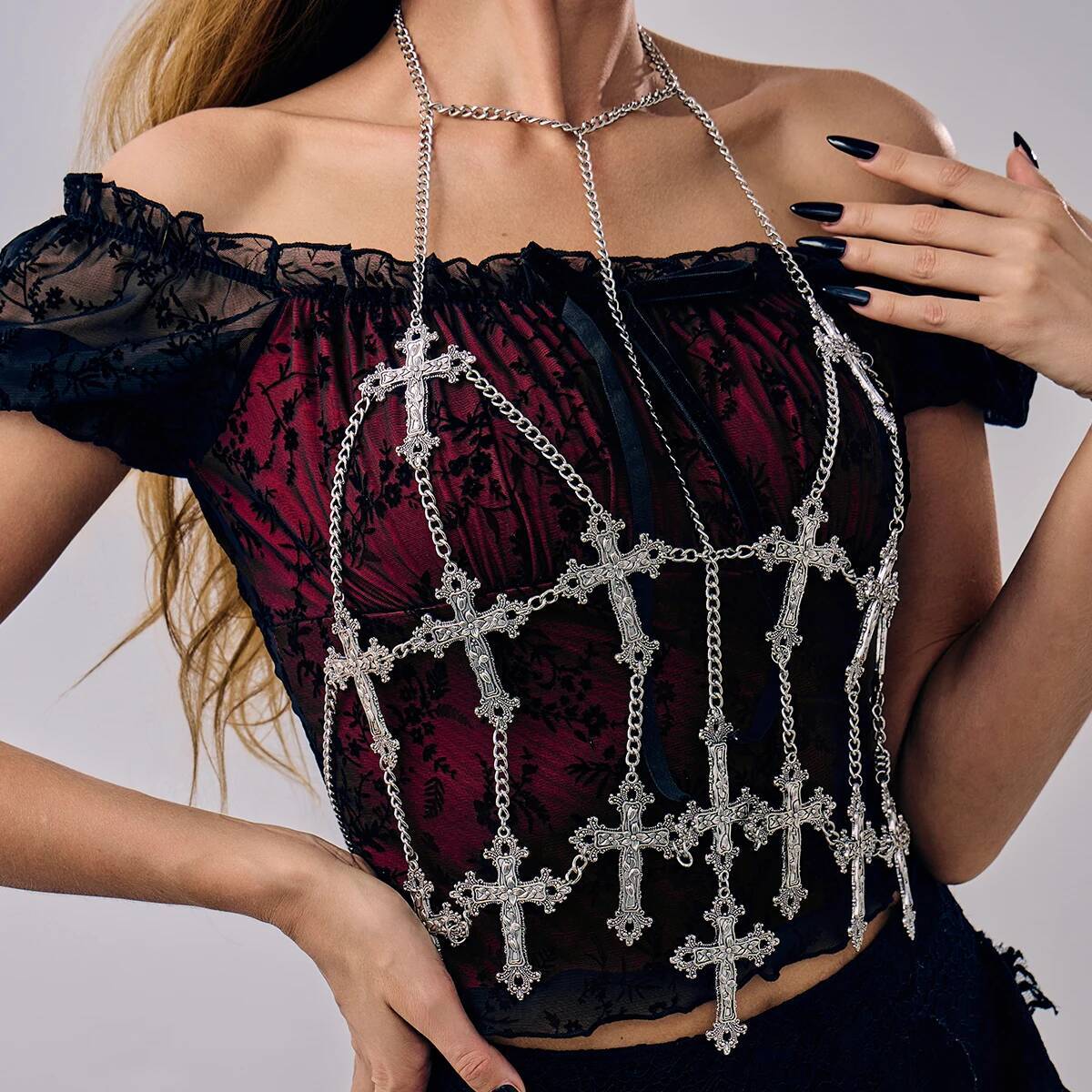 Ingemark sexy cor prata jesus  - Body Jewelry Goth avaliação e preço